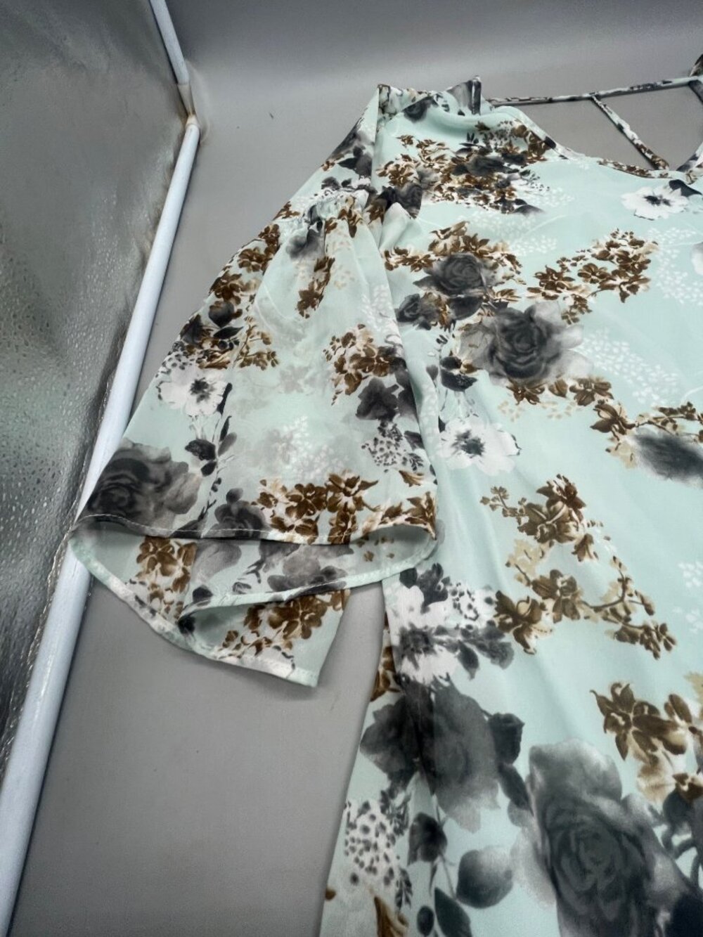 c layered blouse shirt mid sleeve flared sheer sleeves floral boho large bust 20 - Picture 3 of 8